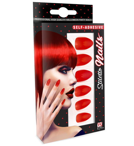 e-carnavalskleding-SYK Nagels Stiletto Rood