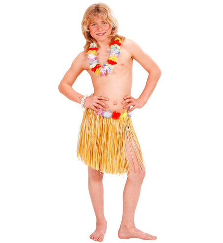 e-carnavalskleding-SYK Naturel Hawaiirokje met bloemenriem kind