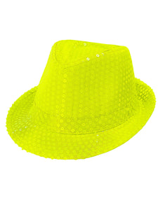 e-carnavalskleding-SYK Neon gele hoed met glitters