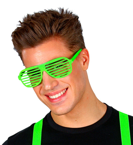 e-carnavalskleding-SYK Neon groene bril met luikjes