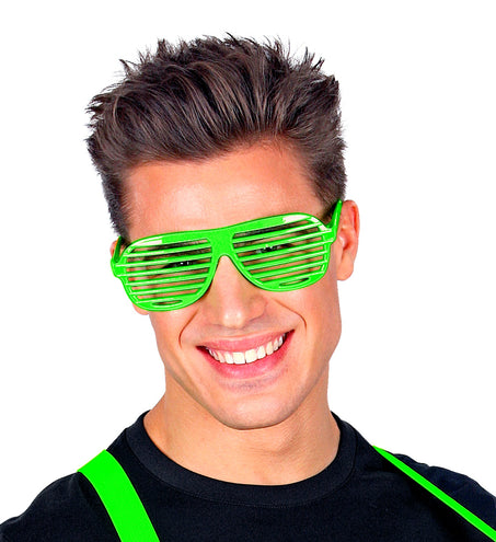 e-carnavalskleding-SYK Neon groene bril met luikjes