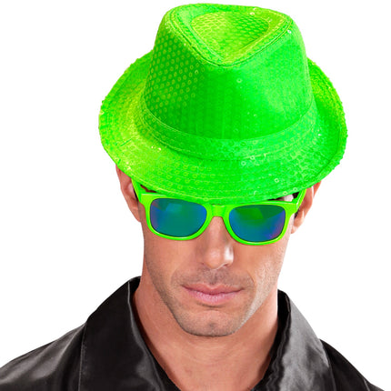 e-carnavalskleding-SYK Neon groene glitter hoed