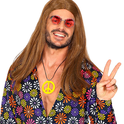 e-carnavalskleding-SYK Neon Hippie Ketting Rosa Geel