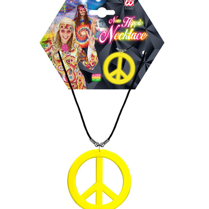 e-carnavalskleding-SYK Neon Hippie Ketting Rosa Geel