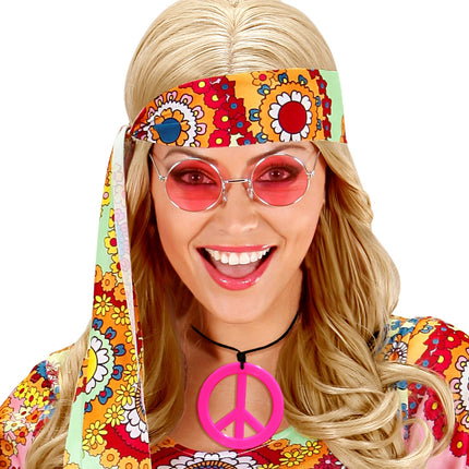 e-carnavalskleding-SYK Neon Hippie Ketting Rosa Roze