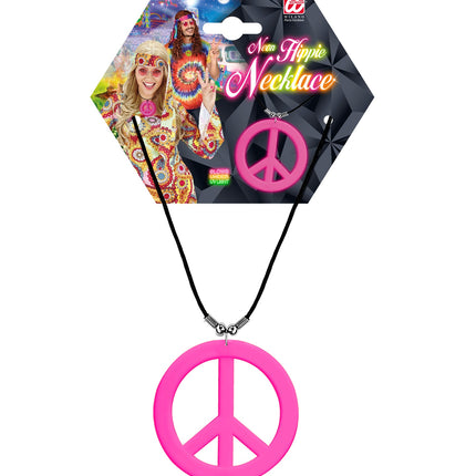 e-carnavalskleding-SYK Neon Hippie Ketting Rosa Roze