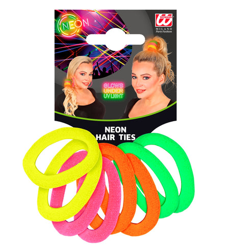e-carnavalskleding-SYK Neon kleurige haar elastiekjes jaren 80