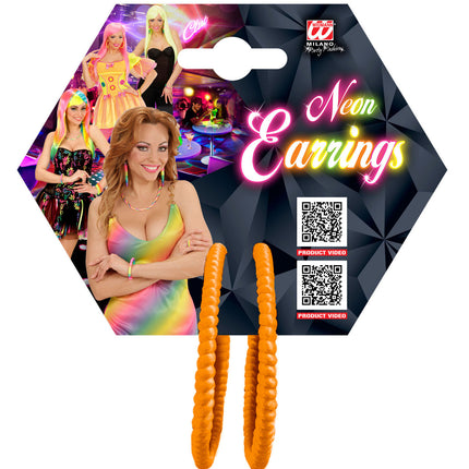 e-carnavalskleding-SYK Neon oranje oorbellen