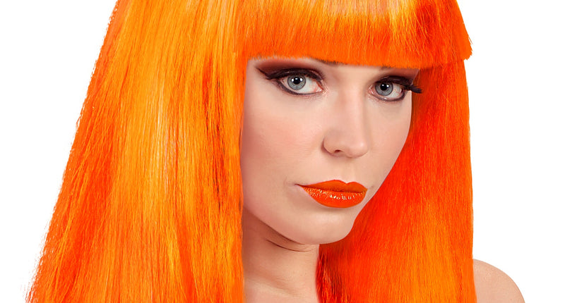 e-carnavalskleding-SYK Neon oranje pruik showgirl