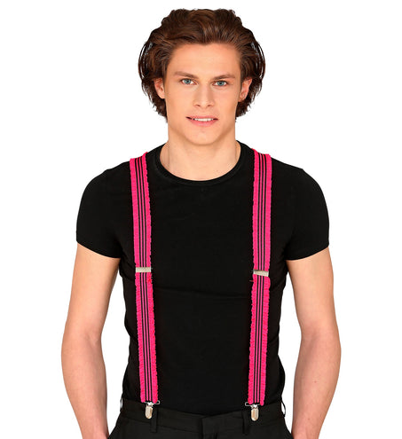 e-carnavalskleding-SYK Neon roze bretels met ruche