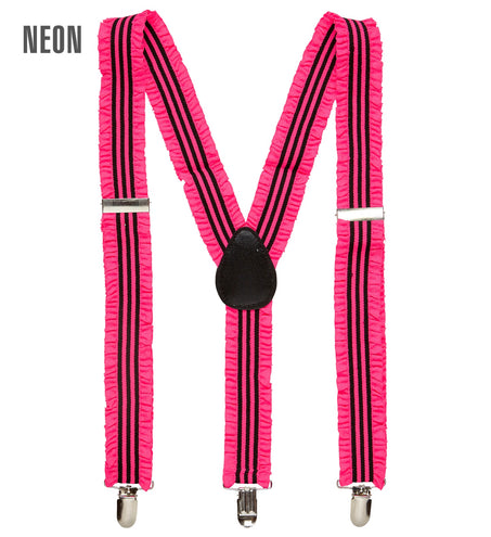 e-carnavalskleding-SYK Neon roze bretels met ruche