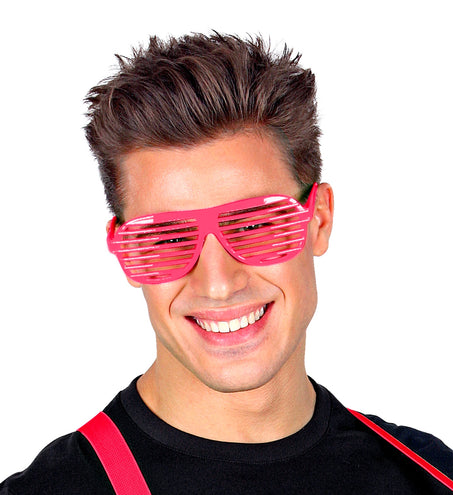 e-carnavalskleding-SYK Neon roze bril met luikjes