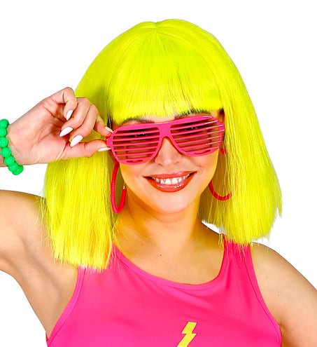 e-carnavalskleding-SYK Neon roze bril met luikjes