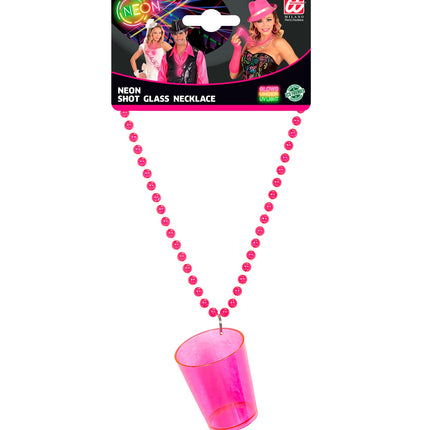 e-carnavalskleding-SYK Neon roze glazen halskettingen