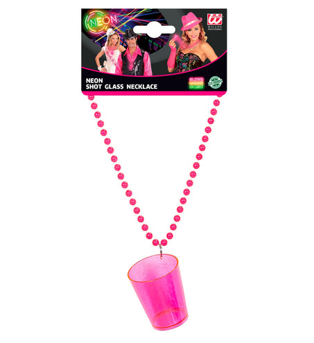 e-carnavalskleding-SYK Neon roze glazen halskettingen