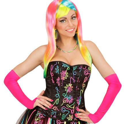 e-carnavalskleding-SYK Neon roze handschoenen