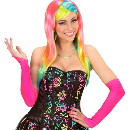 e-carnavalskleding-SYK Neon roze handschoenen