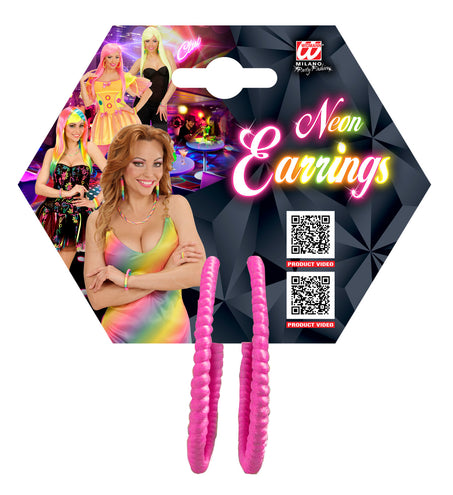 e-carnavalskleding-SYK Neon roze oorbellen voor