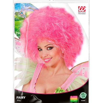 e-carnavalskleding-SYK Neon roze pruik Britt kort haar