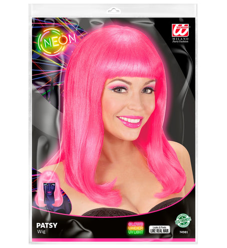 e-carnavalskleding-SYK Neon roze pruik  Patsy