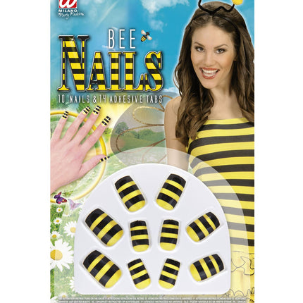 e-carnavalskleding-SYK Nep nagels bijen print
