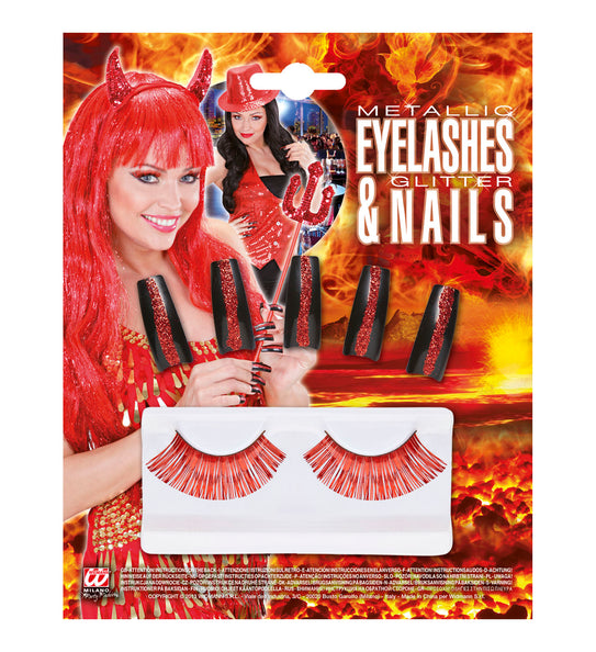 e-carnavalskleding-SYK Nepwimpers rood met nepnagels
