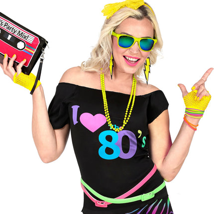 e-carnavalskleding-SYK Net handschoenen neon geel
