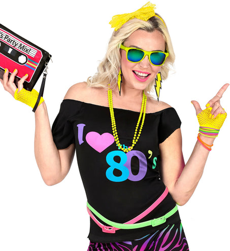 e-carnavalskleding-SYK Net handschoenen neon geel