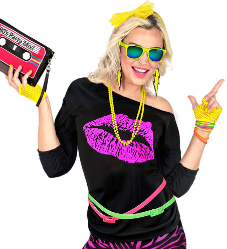 e-carnavalskleding-SYK Net handschoenen neon geel