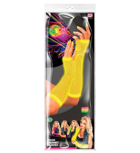 e-carnavalskleding-SYK Net handschoenen neon geel lang