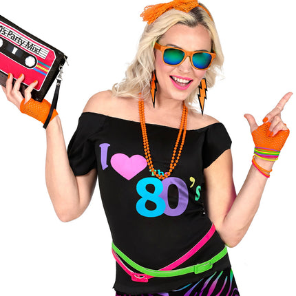 e-carnavalskleding-SYK Net handschoenen neon oranje