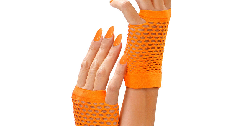 e-carnavalskleding-SYK Net handschoenen neon oranje