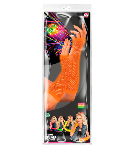 e-carnavalskleding-SYK Net handschoenen neon oranje lang