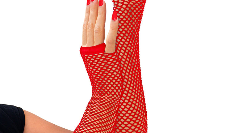 e-carnavalskleding-SYK Net handschoenen rood lang