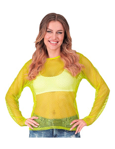 e-carnavalskleding-SYK Net shirt lang neon geel