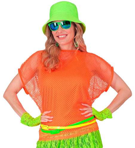 e-carnavalskleding-SYK Net shirt lang neon oranje