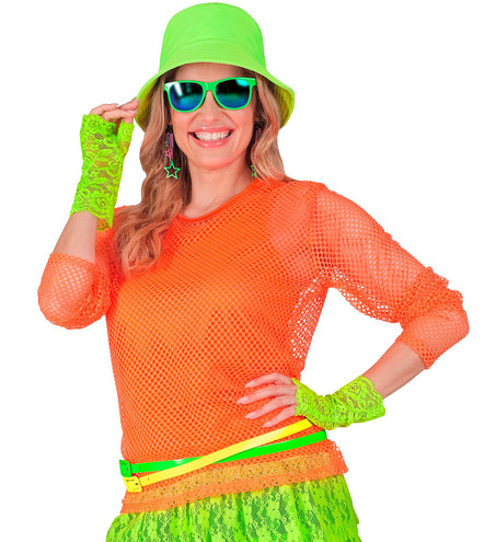 e-carnavalskleding-SYK Net shirt lang neon oranje