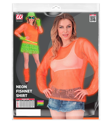 e-carnavalskleding-SYK Net shirt lang neon oranje