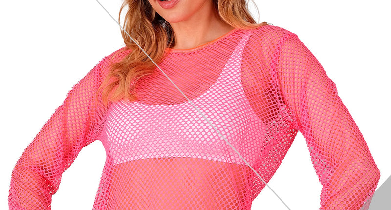 e-carnavalskleding-SYK Net shirt lang neon roze