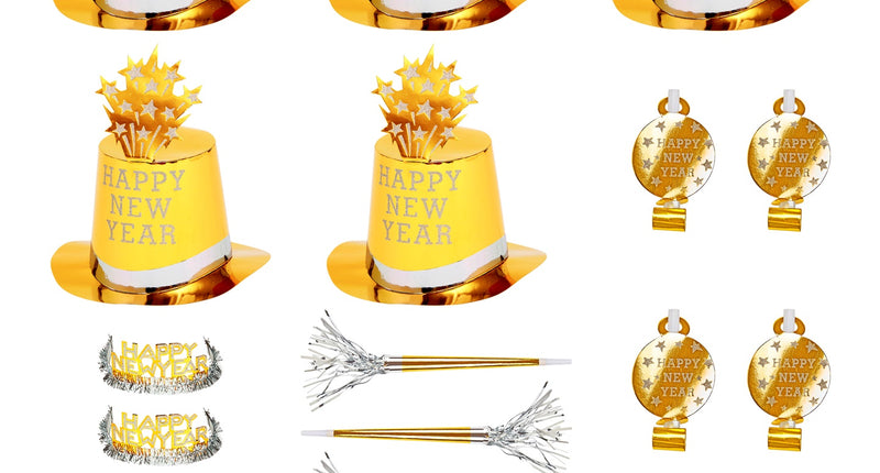 e-carnavalskleding-SYK Nieuw jaar versierset goud Happy New Year
