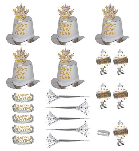 e-carnavalskleding-SYK Nieuw jaar versierset zilver Happy New Year