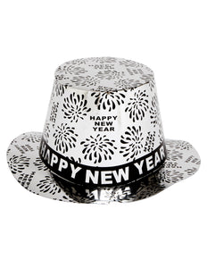 e-carnavalskleding-SYK Nieuwjaar hoed zilver Happy New Year