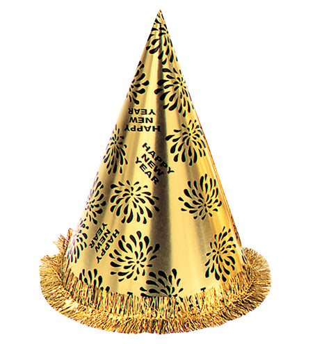 e-carnavalskleding-SYK Nieuwjaar punthoed goud Happy New Year