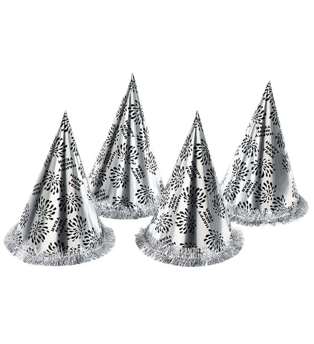 e-carnavalskleding-SYK Nieuwjaar punthoed zilver Happy New Year
