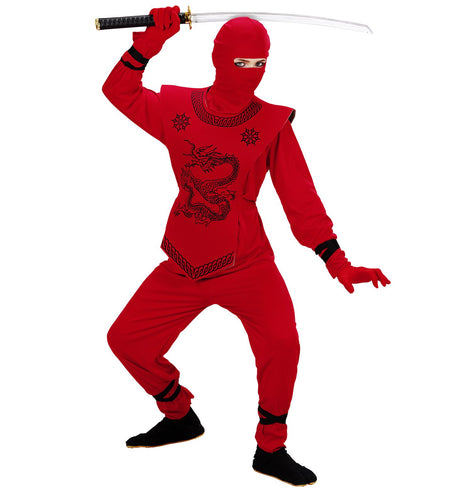 e-carnavalskleding-SYK Ninja pak Freek rood