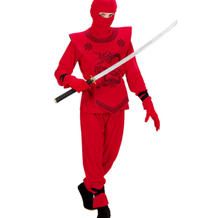 e-carnavalskleding-SYK Ninja pak Freek rood
