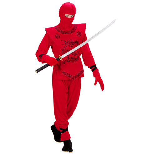 e-carnavalskleding-SYK Ninja pak Freek rood
