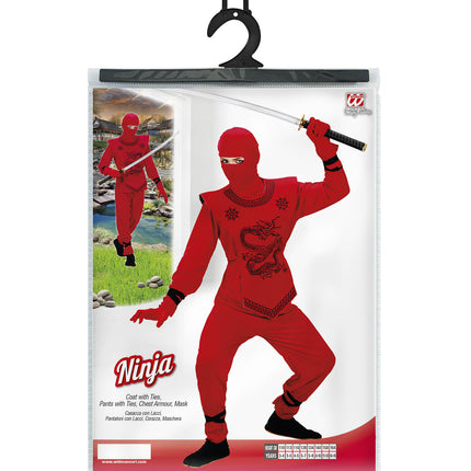 e-carnavalskleding-SYK Ninja pak Freek rood