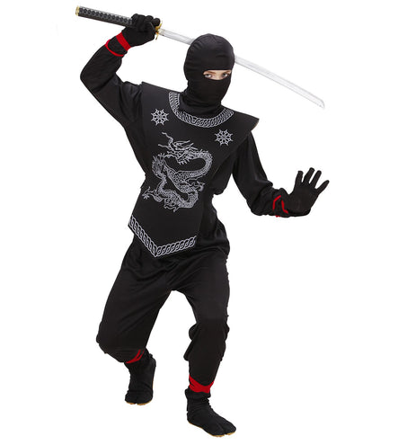 e-carnavalskleding-SYK Ninja pak kinderen Kesio zwart