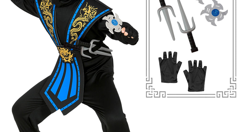 e-carnavalskleding-SYK Ninja pak kinderen Kombat blauw